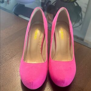Stuart Weitzman Hot Pink Suede Platform Pumps